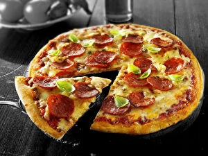 Images Dated 27th April 2012: Pepperoni and cheese pizza