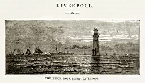 Images Dated 14th February 2018: Perch Rock Light and Lighthouse Liverpool, England Victorian Engraving, 1840