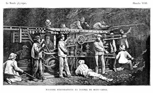 Images Dated 16th March 2017: Perforation machine on tunnel engraving 1881