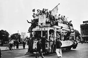 Peron Supporters Packed in Trolley Car