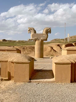 Iran Collection: Persepolis ancient ruins in Iran - Simorgh mythical bird stone carving