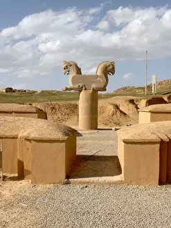 Absence Prints: Persepolis ancient ruins in Iran - Simorgh mythical bird stone carving