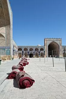 Images Dated 14th October 2015: Persian carpets in the courtyard of Jameh Mosque, Isfahan, Iran