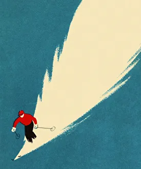 Blue Background Gallery: Person Downhill Skiing