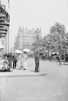 Town Scene Prints: Person Standing on a London Street Corner