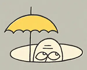 Shelter Prints: Person With Umbrella Peeking Out of a Hole