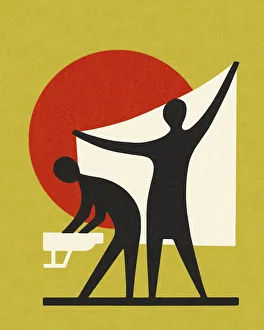 Printstock Collection: Person Washing Hands and Person Holding Up A Sheet