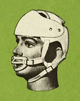Images Dated 14th May 2014: Person Wearing a Helmet and Mouth Guard