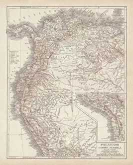 Land Collection: Peru, Ecuador, Colombia, Venezuela, lithograph, published in 1877