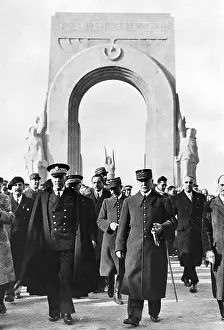 Petain and Darlan Leave French War Memorial