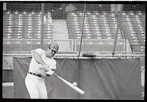 Pete Rose Practicing Batting