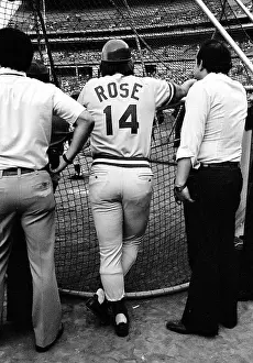 Pete Rose Warms Up At Shea Stadium