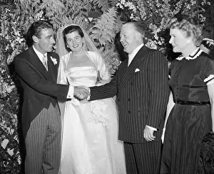 Newlyweds Prints: Peter Lawford Shakes Hands with Richard Berlin at Wedding