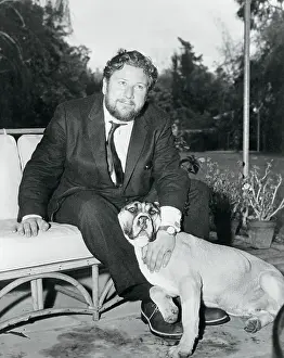 Peter Ustinov at Home with His Neapolitan Mastiff
