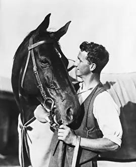Racehorse Prints: Phar Lap and Trainer Entering Track