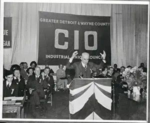 Philip Murray Gesturing While Speaking at CIO Podium