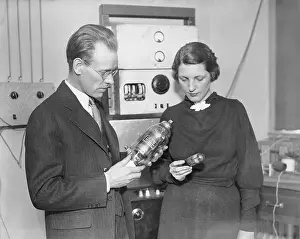 Philo Farnsworth and Miss Bernstein Holding Radio Tubes
