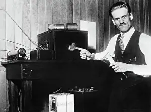 Dress Shirt Prints: Philo T. Farnsworth Points to his Television
