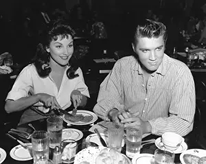 Photo of Elvis Presley on the set of Love Me Tender