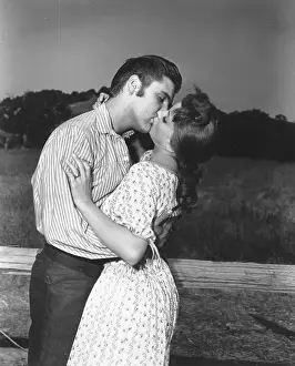 Photo of Elvis Presley on the set of Love Me Tender