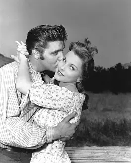 Photo of Elvis Presley on the set of Love Me Tender