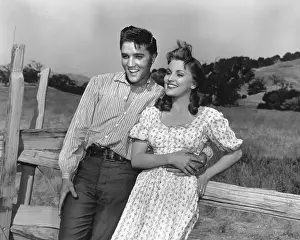 Photo of Elvis Presley on the set of Love Me Tender