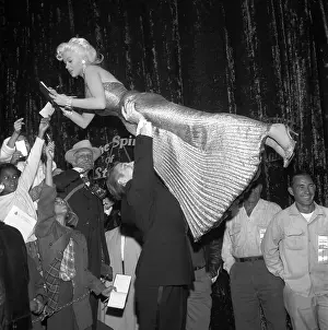 Prints of UNITED STATES - APRIL 11: Photo of Jayne Mansfield. April 11 1957Los Angeles CAPremiere of Spirit of St Louis. (Photo by Michael Ochs Archives/Getty Images) Hollywood's Blonde Bombshell in Focus: Photo of Jayne Mansfield