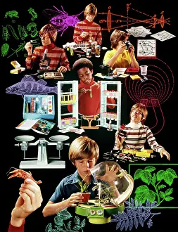 Photo Montage of Kids Science Lab in the 1970's