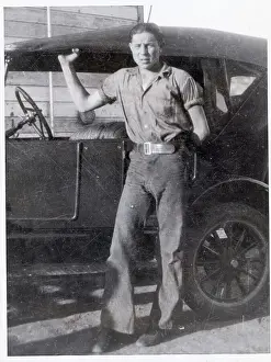 Oakland Prints: Photo Of A Young Max Baer W/Automobile
