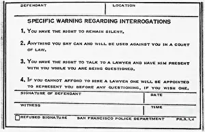 Photocopy of the Miranda Warning