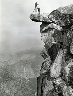 Landforms Prints: Photographer Standing on Mountain Ledge