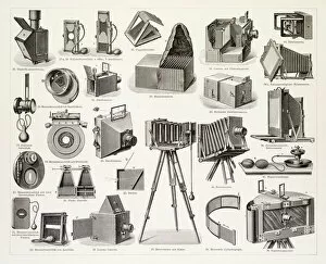 Equipment Collection: Photographic equipment engraving 1896