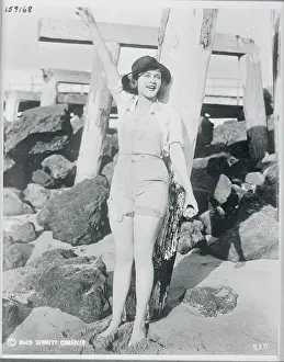 Phyllis Haver Wearing Shorts Outfit on the Beach