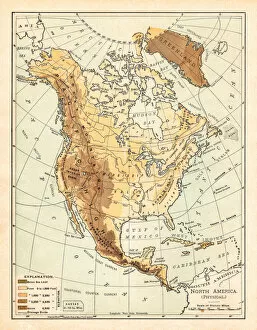 Images Dated 7th May 2018: Physical map of North America 1895
