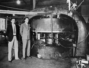 Ernest O Prints: Physicists Standing Near Electromagnetic Device