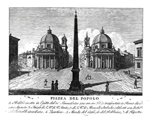 Heritages Prints: Piazza del popolo, Square of the People after the Church of Santa Maria del Popolo