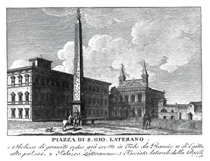 Altertum Prints: Piazza di S. Gio Laterano, Square in front of the Lateran Church with Obelisk