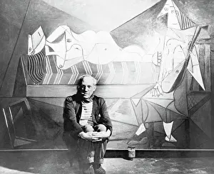 Picasso in Front of One of His Paintings