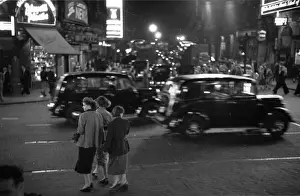 1953 Prints: The Piccadilly District of London at night