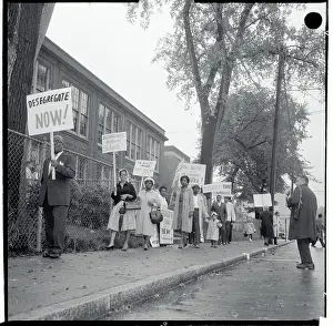 Englewood Prints: Picketers at Lincoln Elementary School