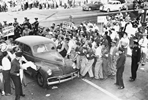 Burbank Prints: Pickets Kicking And Pushing At Car