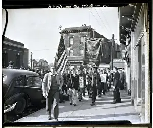Bloomfield Prints: Pickets Marching with Flags and Signs