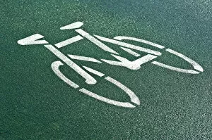 Images Dated 3rd July 2012: Pictogram, cycle path on gren asphalt