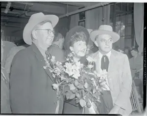 Tucson Prints: Picture of Robert Jones, Jean Arthur and Harry Cohn at Reception