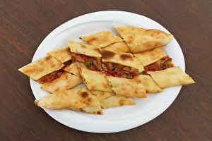 Images Dated 30th August 2014: Pide bread with meat, Turkey