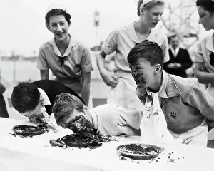 1933 Worlds Fair Prints: Pie Eating Contest in 1933 World's Fair