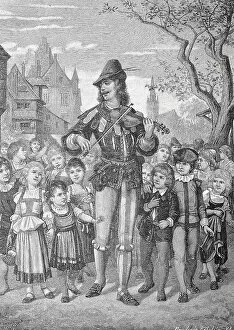 Images Dated 7th June 2018: The Pied Piper of Hamelin, Germany, Historical, digital reproduction of an original from the 19th