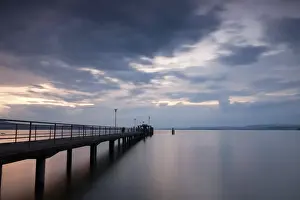 Constance Prints: Pier in Mannenbach on Lake Constance in the evening, Mannenbach, Switzerland, Europe