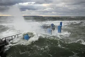 Thunder Prints: Pier of Sellin during a storm tide, Mecklenburg-Western Pomerania, Germany, Europe