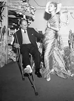 Pierre Balmain Creating Dress for 1955 Spring Fashion Show